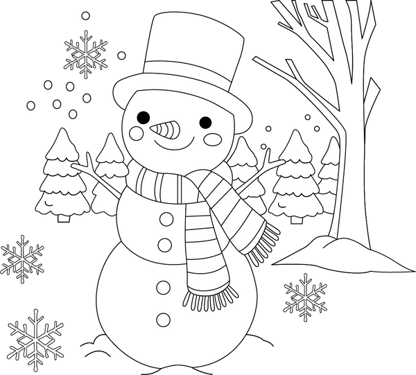 Snowman coloring page – fun and educational printable for children