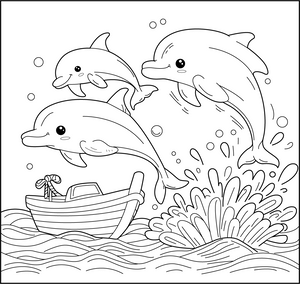 Dolphins At Play coloring page – fun and educational printable for children
