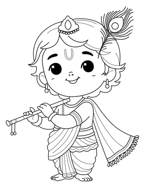 Baby Krishna coloring page – fun and educational printable for children