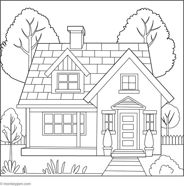 Bungalow Coloring Page