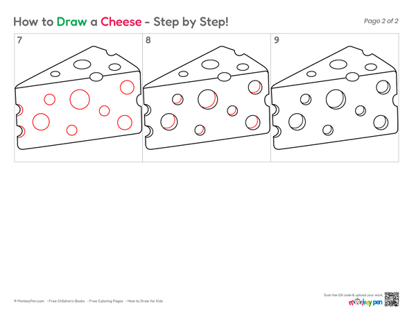 How to Draw Cheese – An Easy Step-by-Step Food Drawing for Kids
