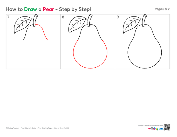 How to Draw a Pear – Easy Step-by-Step Fruit Drawing for Kids