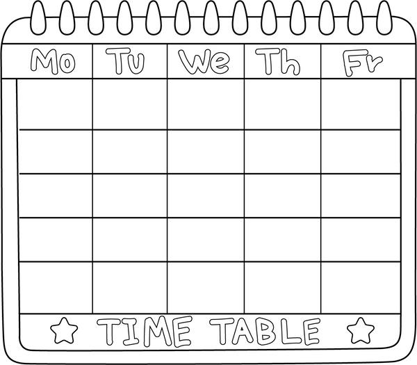 Time Table coloring page – fun and educational printable for children