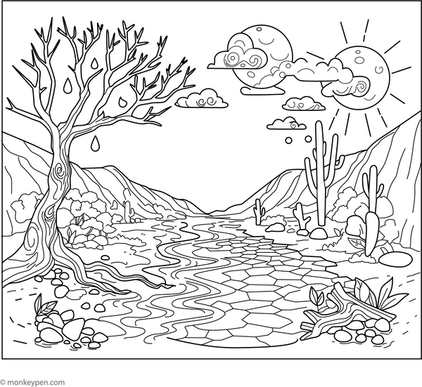 Drought Coloring Page – fun and educational printable for children