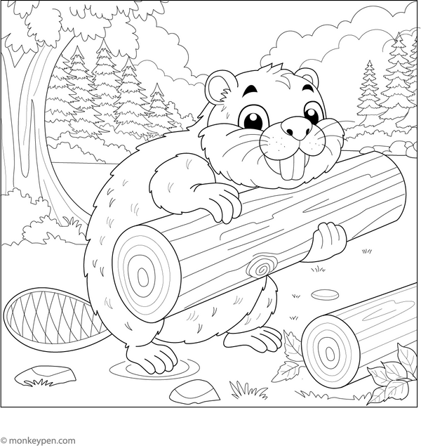 Beaver Coloring Book – Instant Download