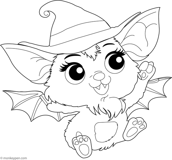 Cartoon Bat Having Fun Coloring Page