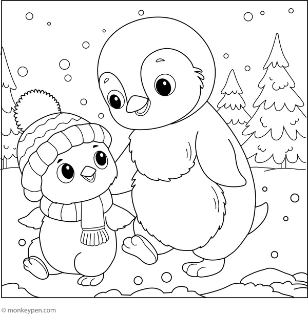 Penguin Coloring Book – Printable PDF