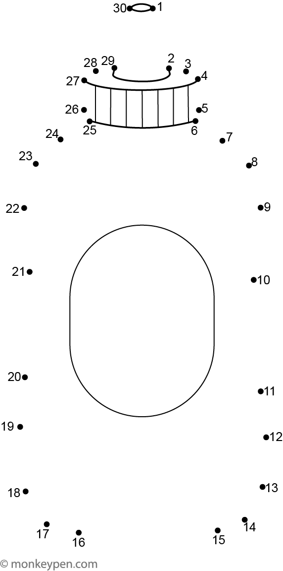 Educational dot-to-dot worksheet of a cartoon bottle for children to connect and color.