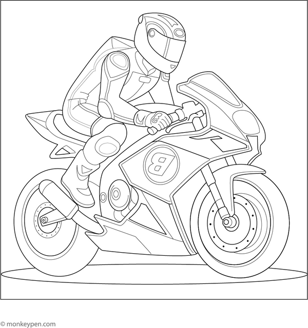 Racer Motorbike Coloring Page