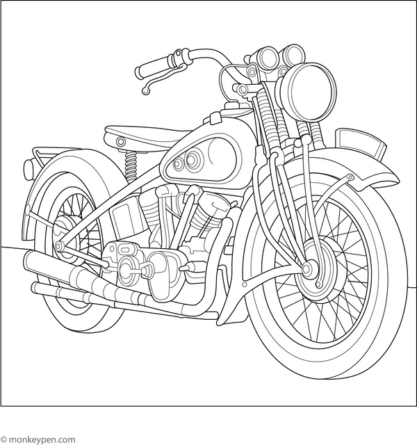 Vintage Bike Coloring Page