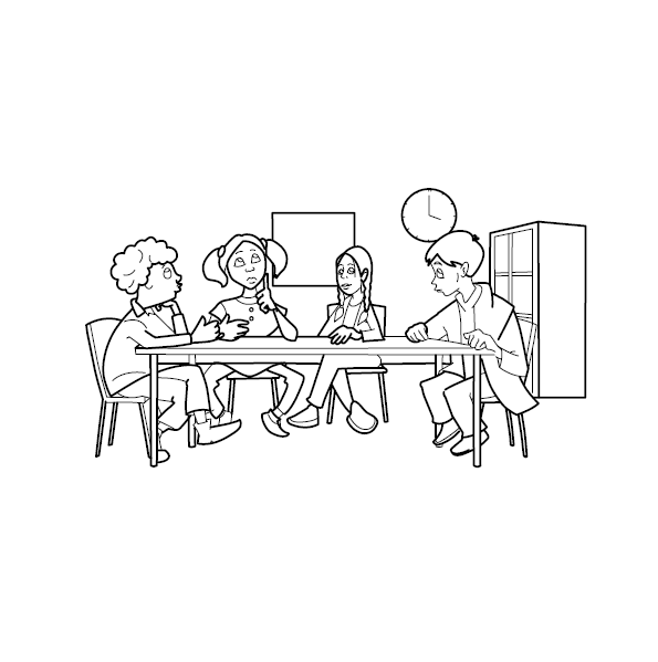 Classroom Discussion Coloring Image