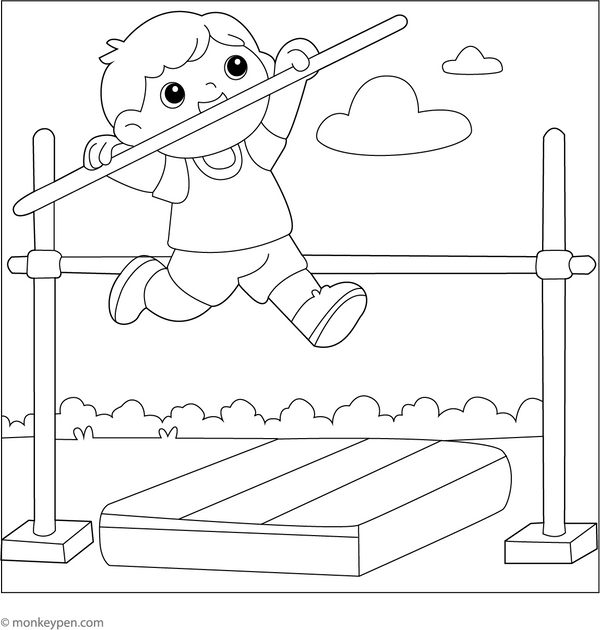 Pole Vault Coloring Page  – fun and educational printable for children