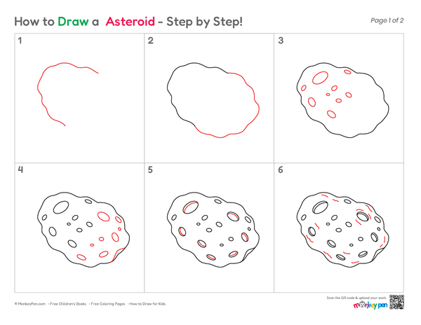 How to Draw an Asteroid – Step-by-Step Space Drawing for Kids