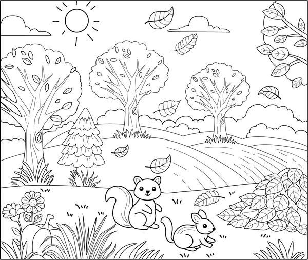 Autumn Scenes coloring page – fun and educational printable for children