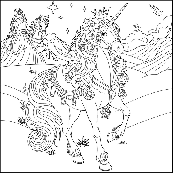 Horse Fairytales coloring page – fun and educational printable for children
