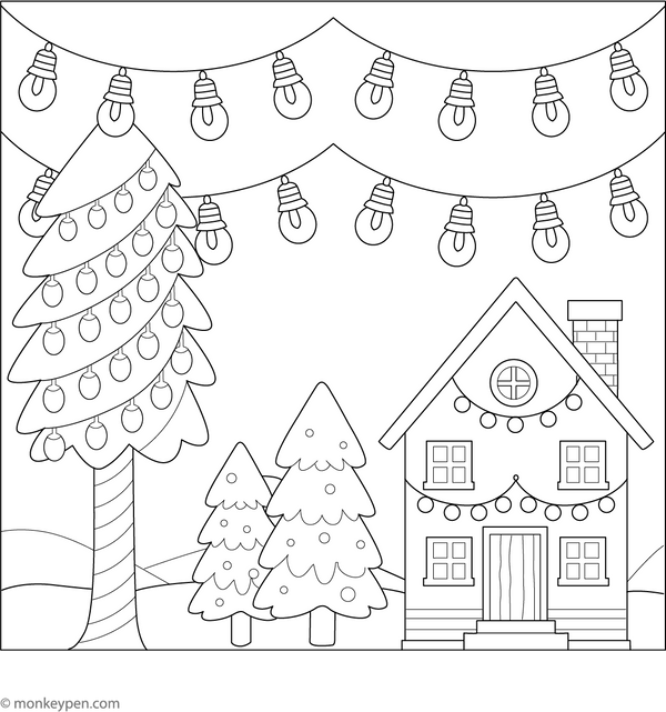 Christmas Lights Coloring Page – fun and educational printable for children