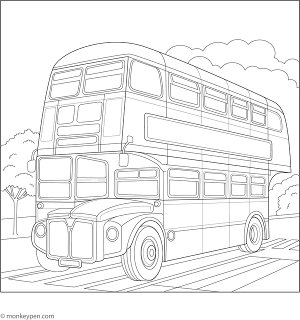 Double Decker Bus Coloring Page