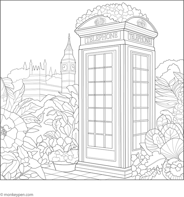 Telephone Booth Coloring Page