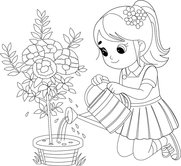 Watering Plant coloring page – fun and educational printable for children