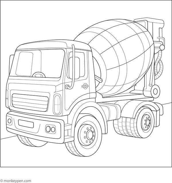 Cement Mixer Truck Coloring Page
