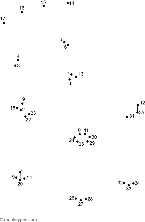 Dot-to-dot worksheet featuring a cartoon chair with a backrest for children to connect and color.