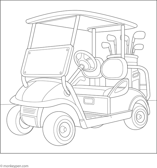 Golf Cart Coloring Page
