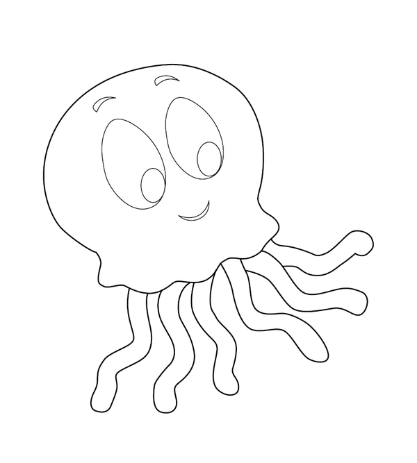 Jelly Fish Coloring page – printable aquatic animal art for kids
