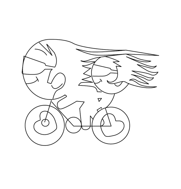 Printable Love Representation cycle with heart shaped wheels Coloring Page – fun and educational printable for children