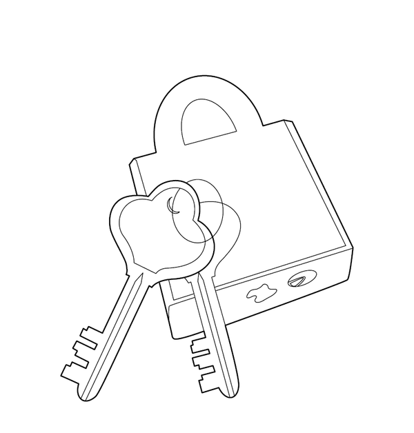 Simple lock and key coloring page – fun and educational printable for children