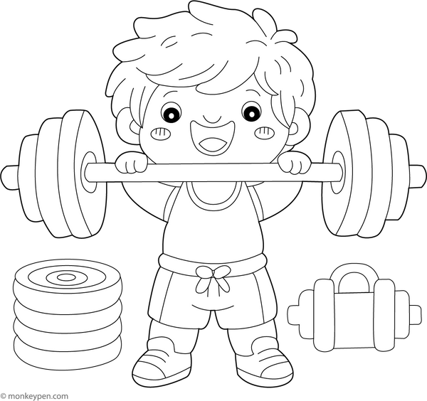 Weight Lifting Coloring Page – fun and educational printable for children