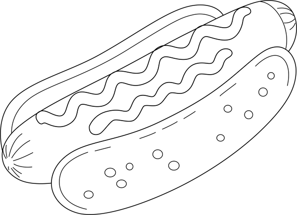 Hotdog coloring page – food-themed printable activity for kids