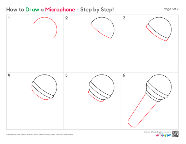 Basic microphone drawing for kids using simple shapes and lines.