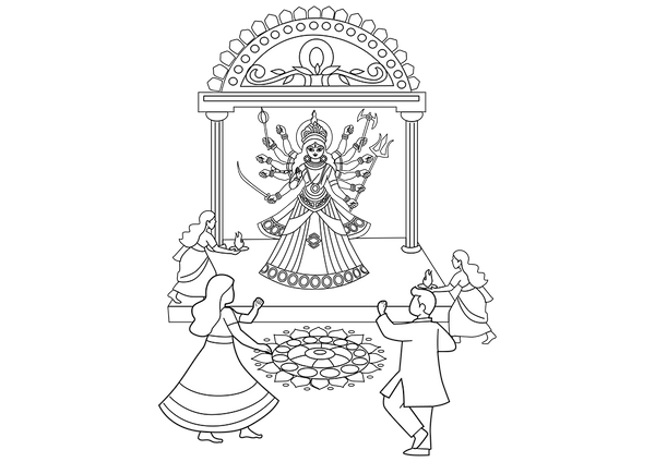 Navrathri coloring page – fun and educational printable for children
