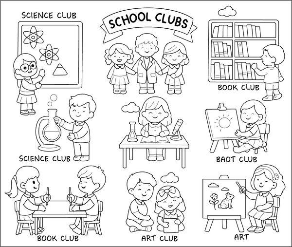 School Club coloring page – educational printable for children