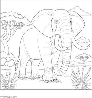 African Elephant Coloring Page