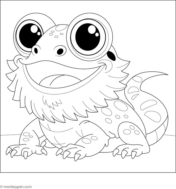 Cartoon Bearded Dragon Coloring Page
