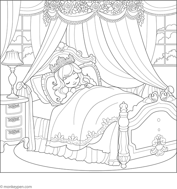 Sleeping Princess Coloring Page