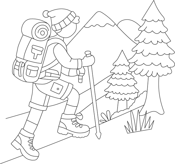 Hiking coloring page – fun and educational printable for children