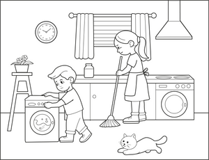 Helping At Home coloring page – fun and educational printable for children