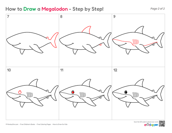 How to Draw a Megalodon – Easy Step-by-Step Shark Drawing for Kids