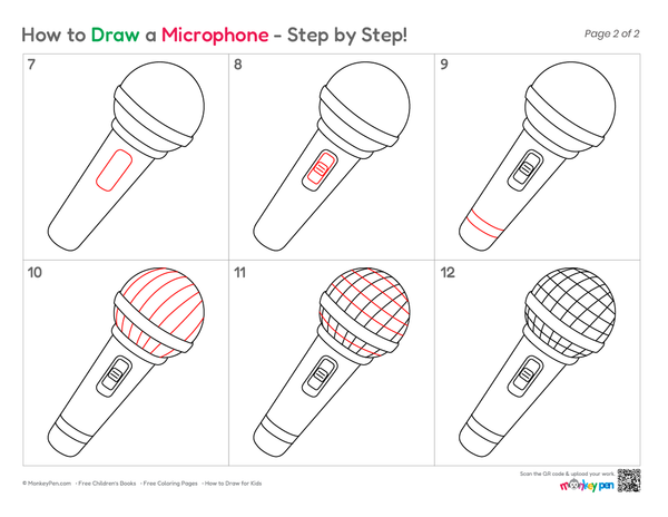 Simple microphone illustration for kids and beginner artists.