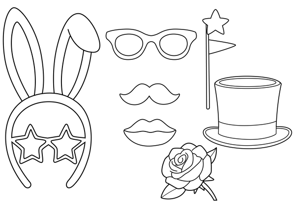 Photo Booth Props coloring page – fun and educational printable for children
