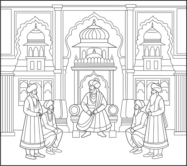 Rajasthan Royal Court coloring page – fun and educational printable for children