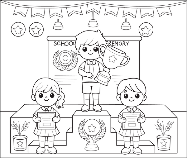 School Awards Ceremony coloring page – educational printable for children