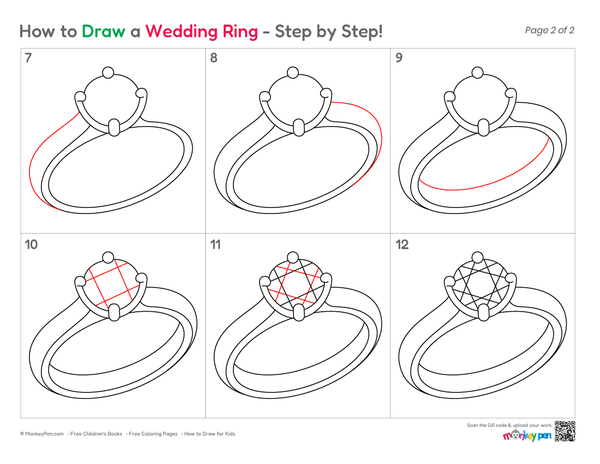 Cute wedding ring drawing for beginners