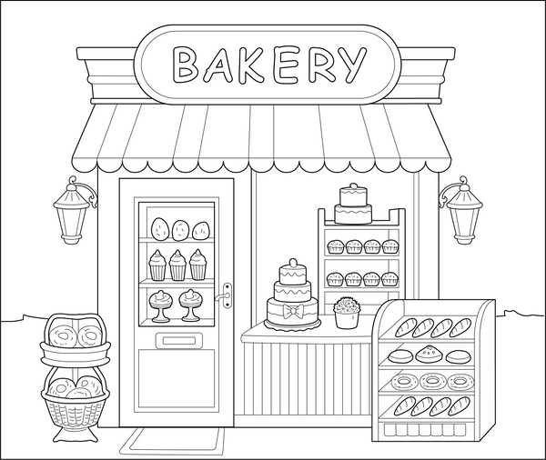 Bakery coloring page – fun and educational printable for children