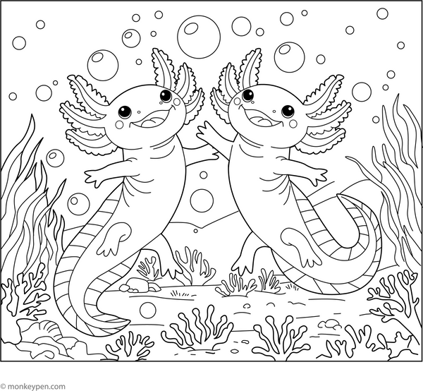 Free Printable Axolotls Coloring Book