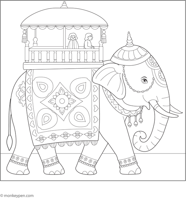 Elephant Safari Coloring Page