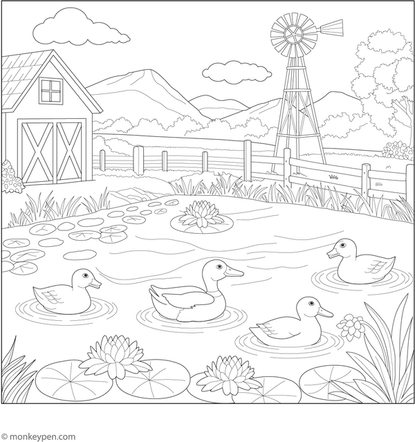 Pond Life Coloring Page – fun and educational printable for children