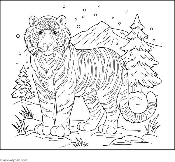 Siberian Tiger Coloring Page